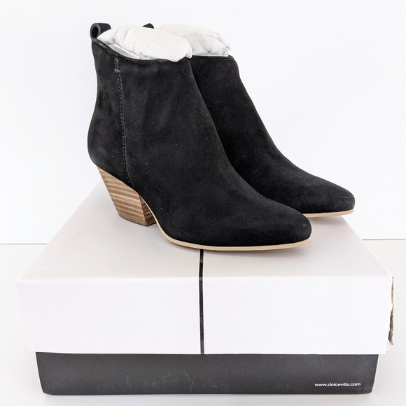 Dolce Vita Shoes - Dolce Vita Pearse Black Suede Heeled Booties 6